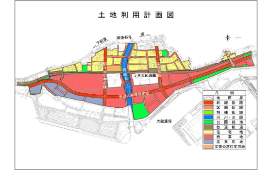 大船渡駅周辺地区［岩手県大船渡市］（大船渡市施行）　地図